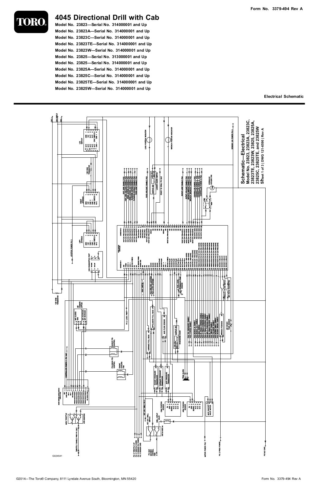 Toro 23823, 23823A, 23823C, 23823TE, 23823W Schematic Drawing