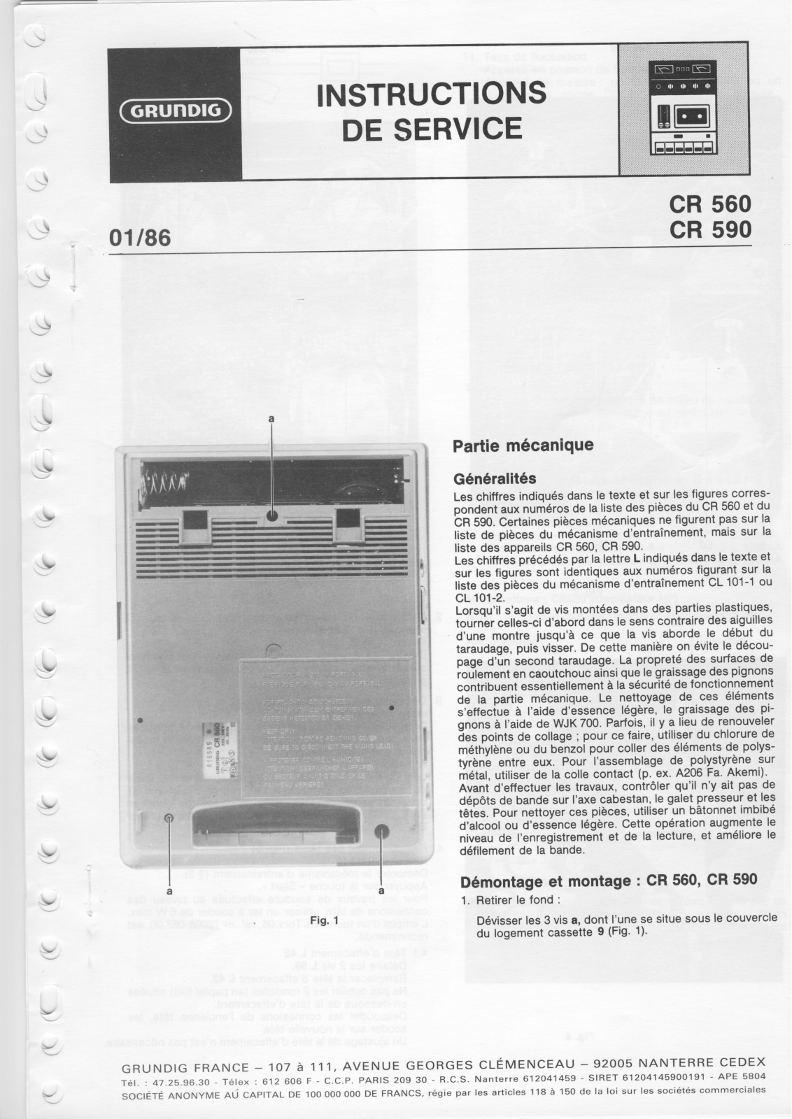 Grundig cr590 Service manual