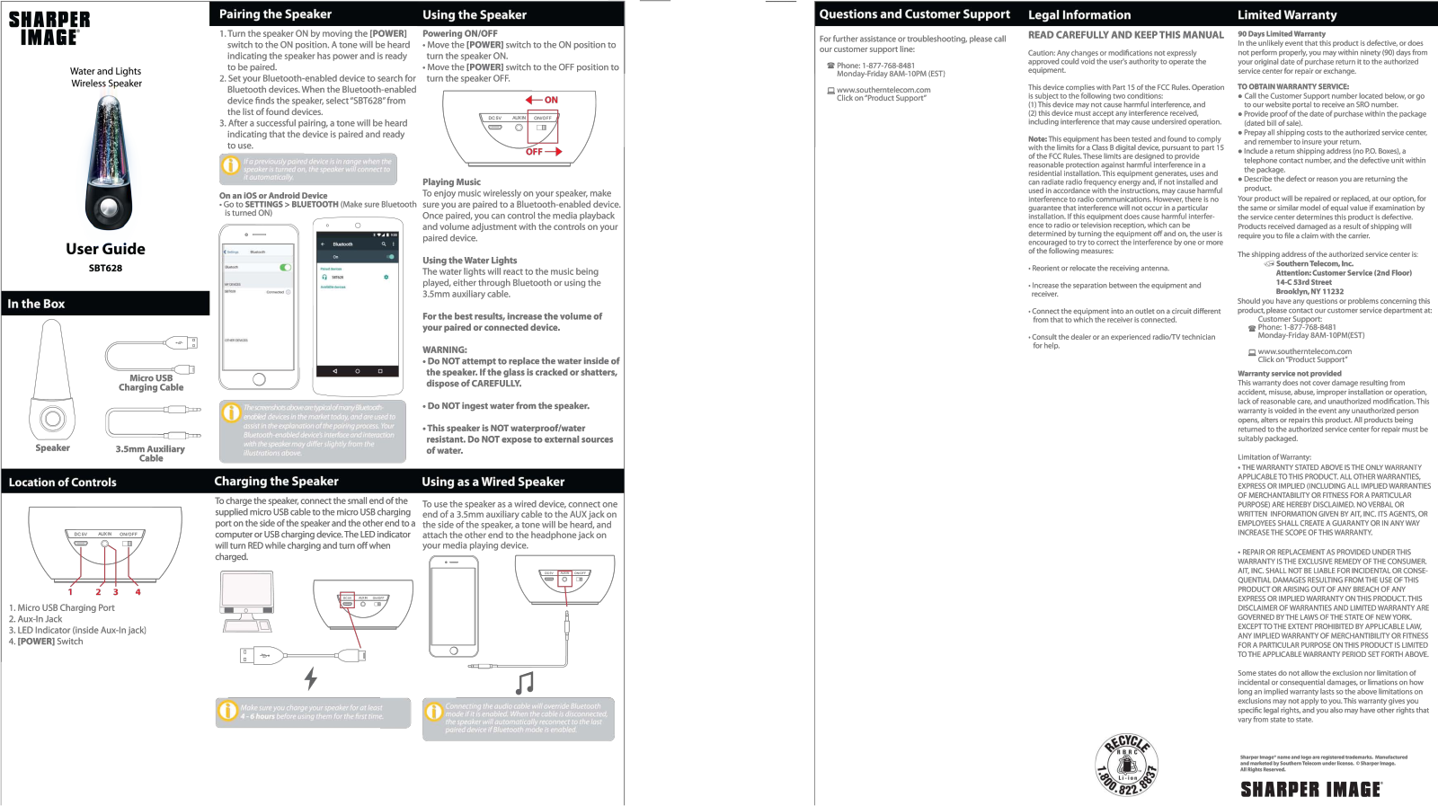 Sharper image SBT628 User Manual