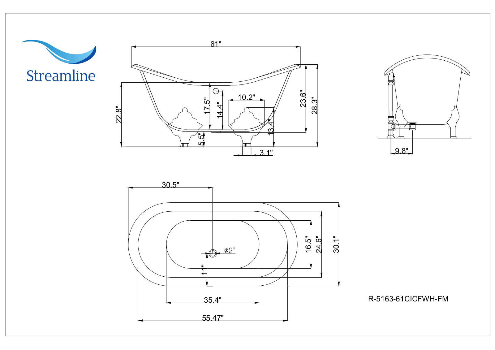 Streamline Bath SLBH5084 Dimensions - ManualMachine.com