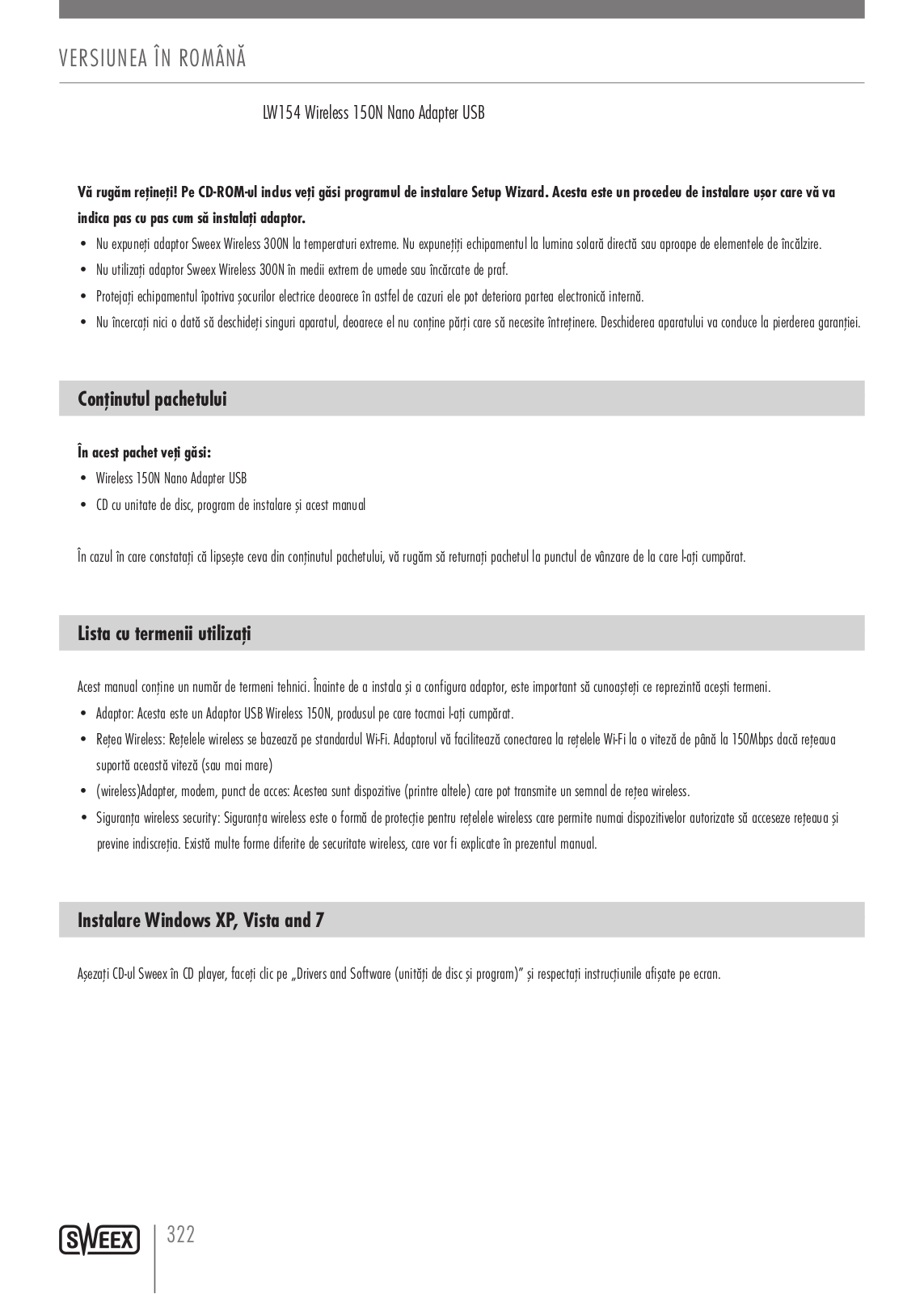 Sweex LW154 User Manual