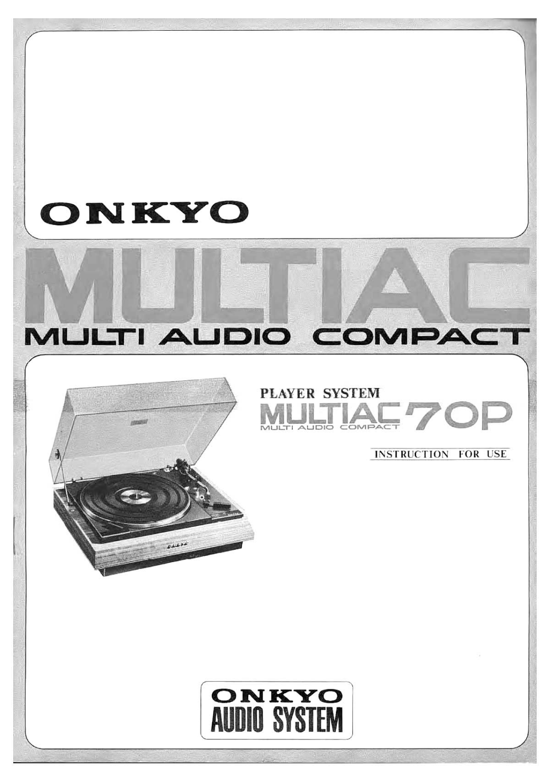 Onkyo Multiac 70-P Owners manual