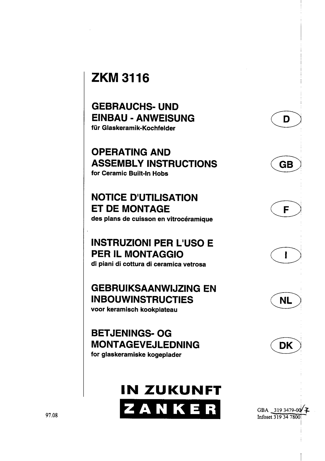 Zanker ZKM 3116KA, ZKM3116KH, ZKM3116KS, ZKM3116KX, ZKM3116KW User Manual