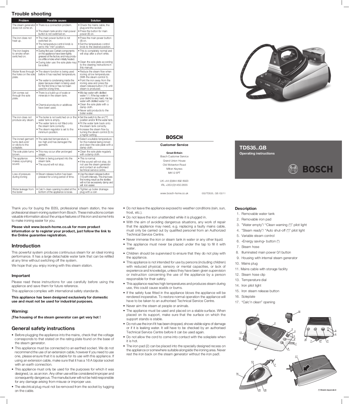 Bosch TDS3570GB User Manual