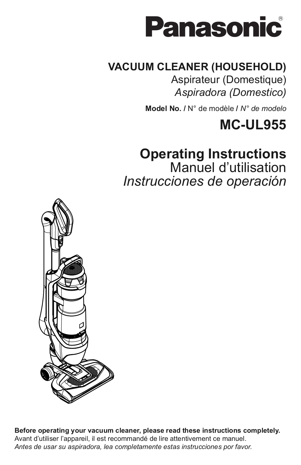 Panasonic MC-UL955 Operating Instruction