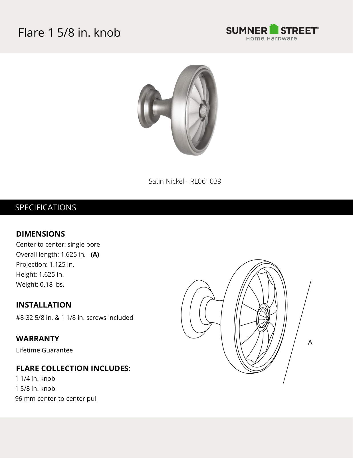 Sumner Street Home Hardware CTHD1243 Specifications - ManualMachine.com