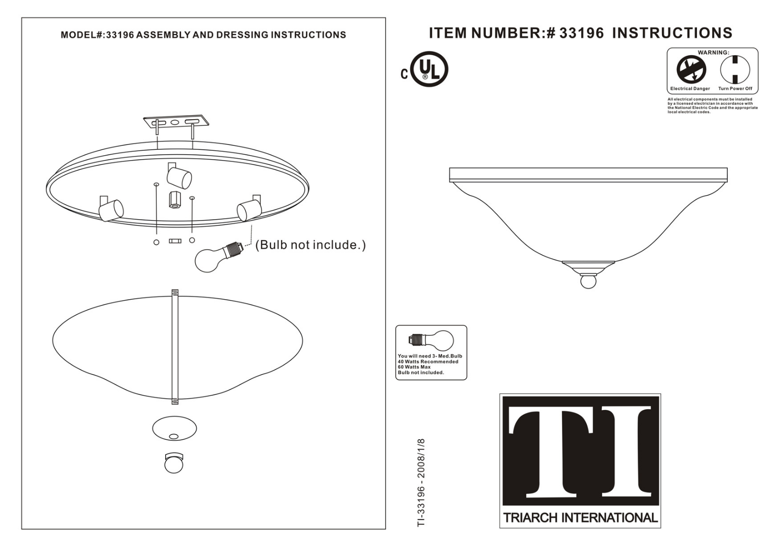 Triarch 33196 User Manual