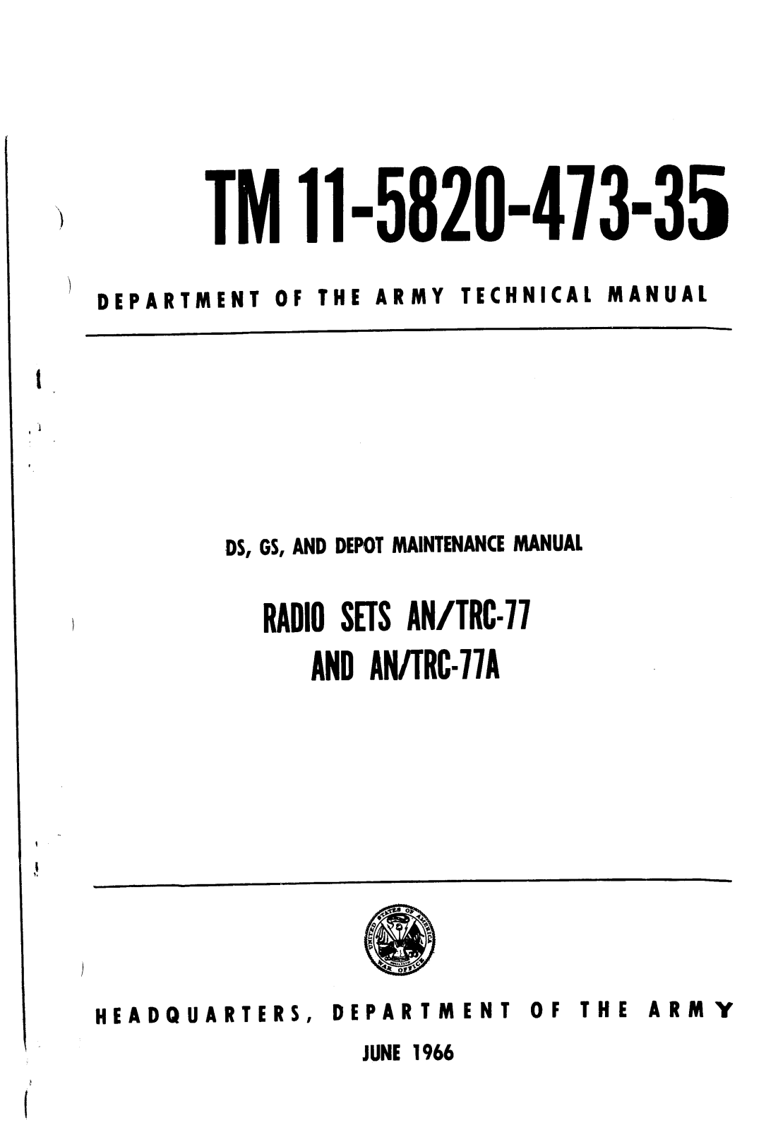 Military Surplus rigs AN-TRC-77, AN-TRC-77A Service manual