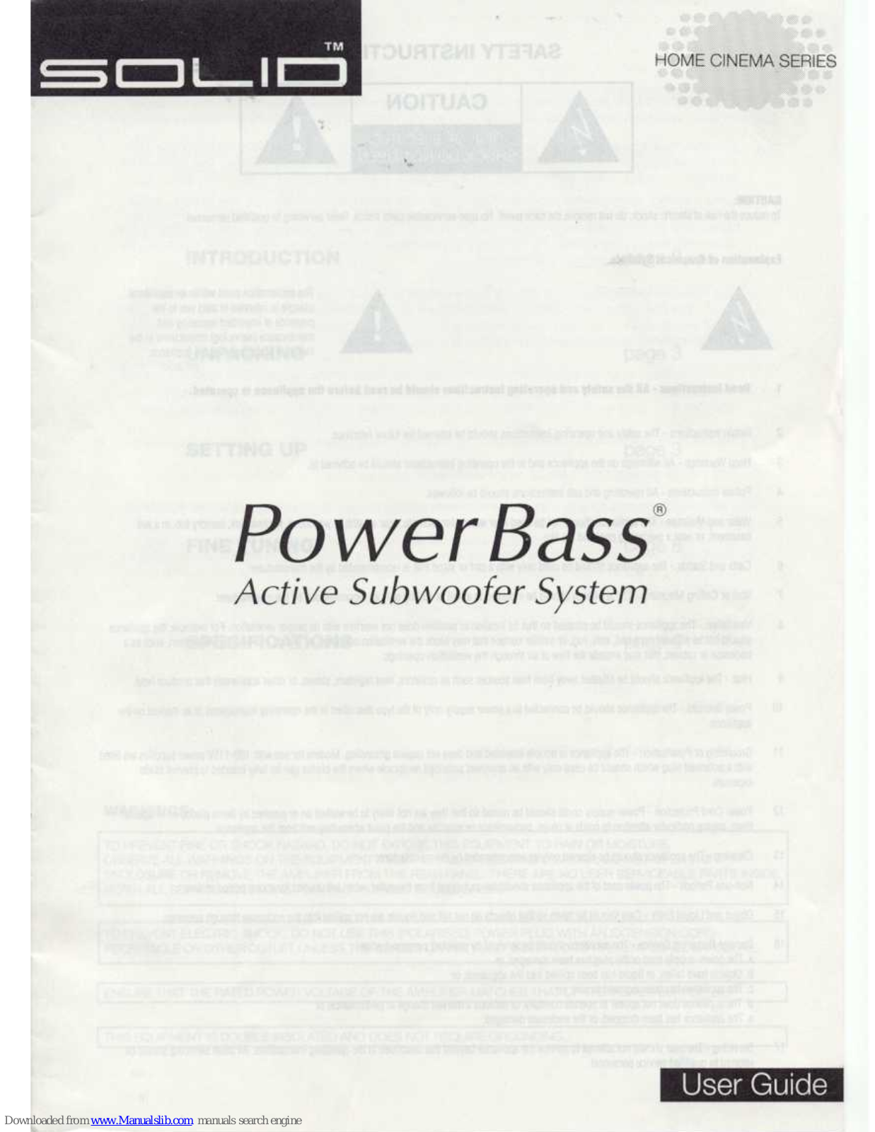 PowerBass Solid Home Cinema Series User Manual