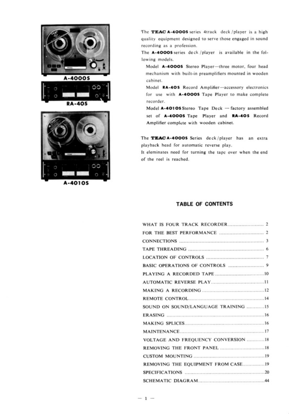 Teac RA-40-S Service Manual