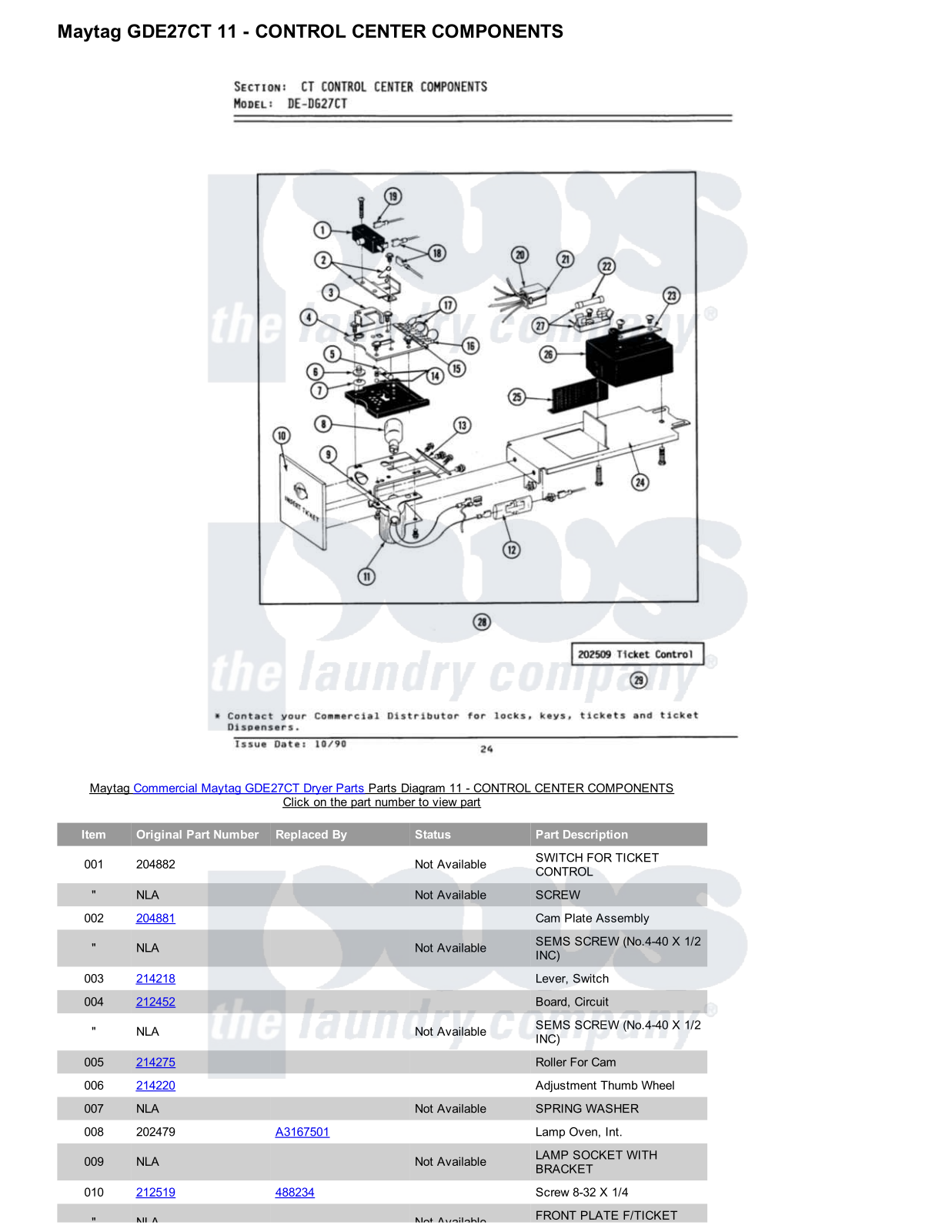 Maytag GDE27CT Parts Diagram