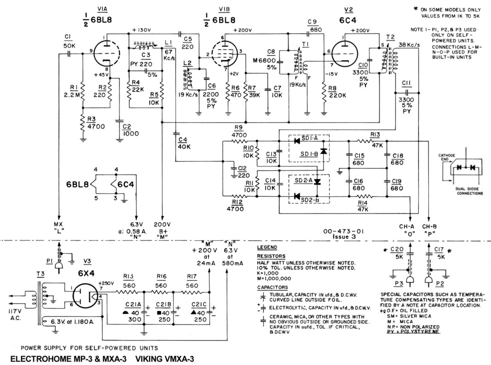 Electro-Harmonix MP-3, MXA-3, Viking VMXA-3 Schematic