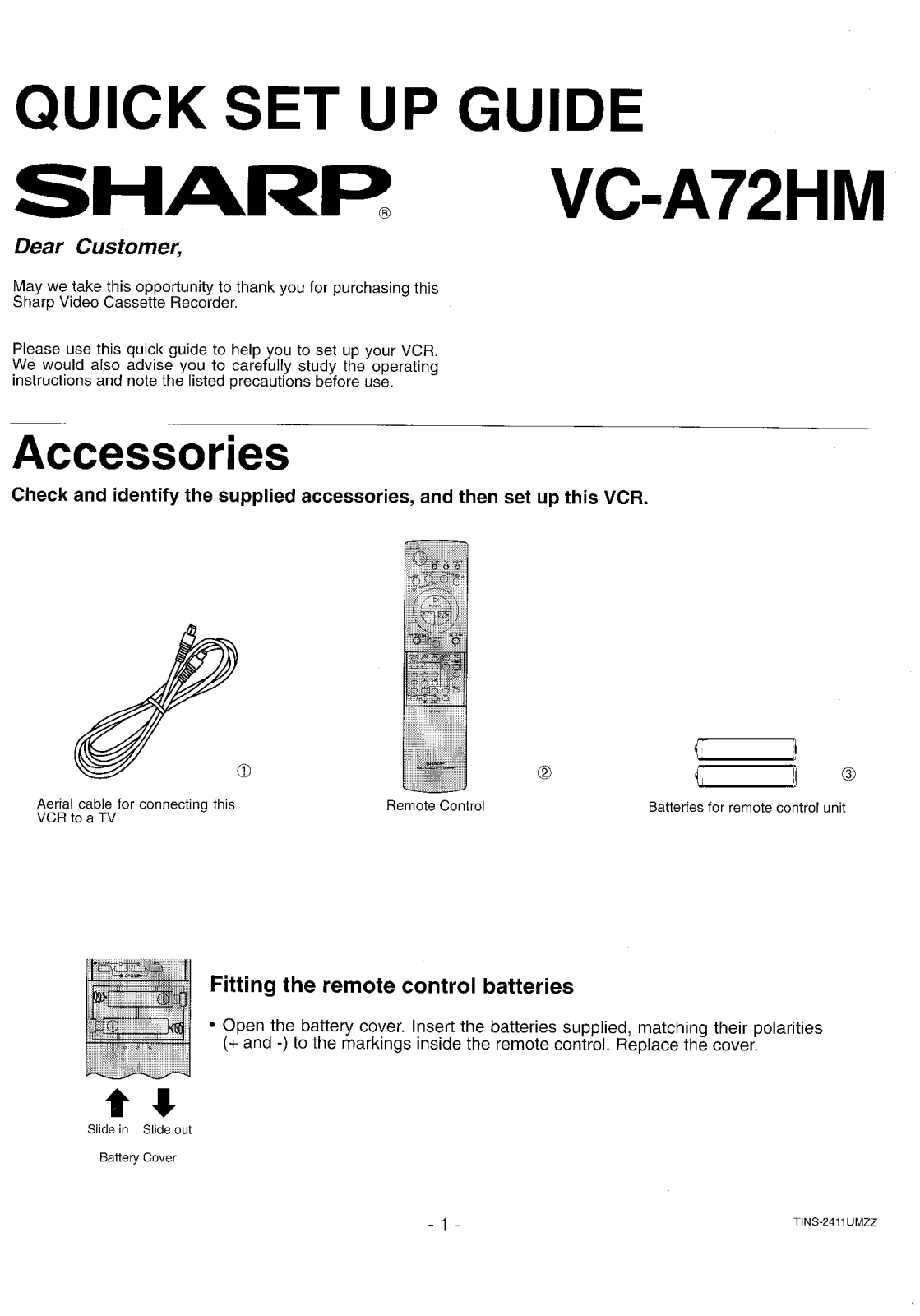 Sharp VCA72HM User Manual