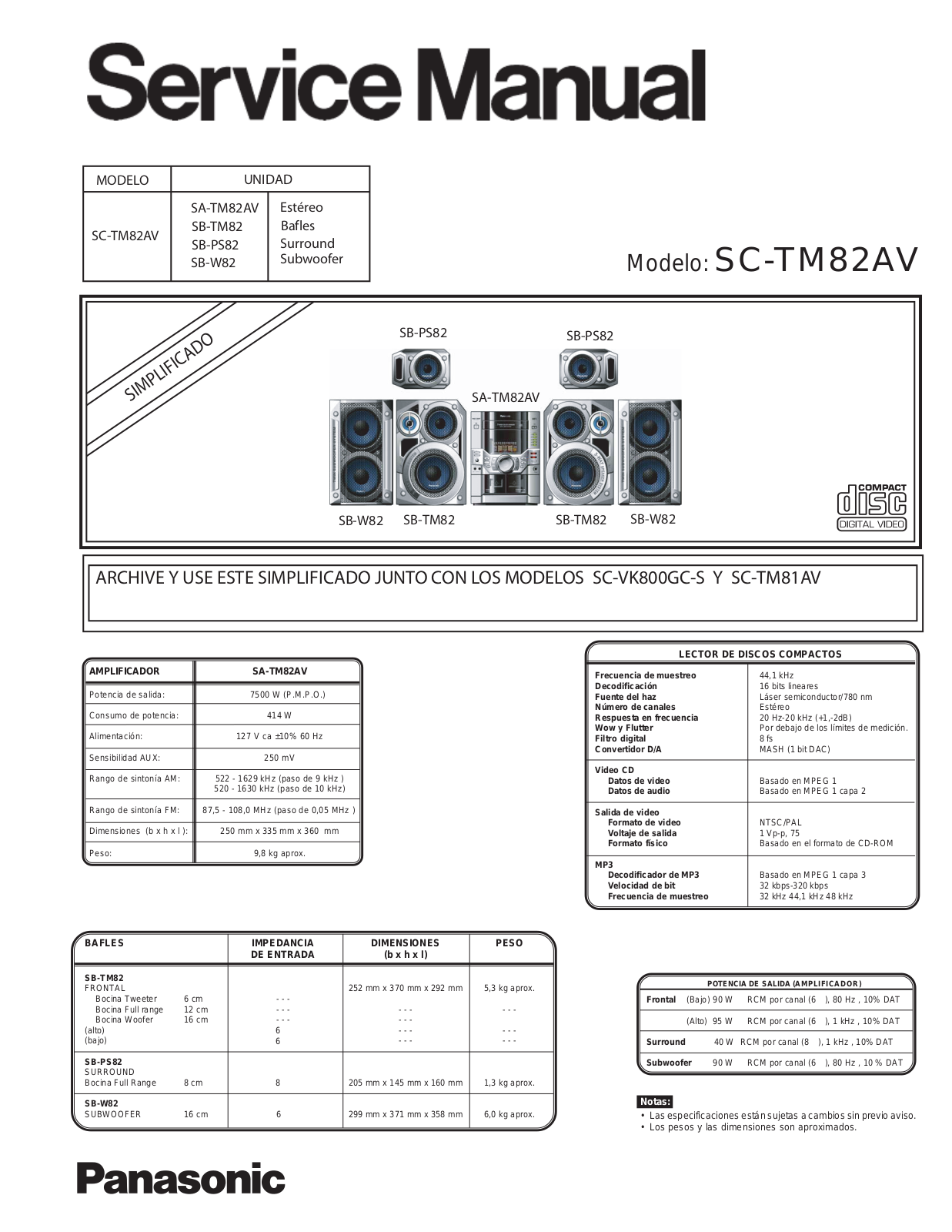 Panasonic SCTM-82-AV Service manual