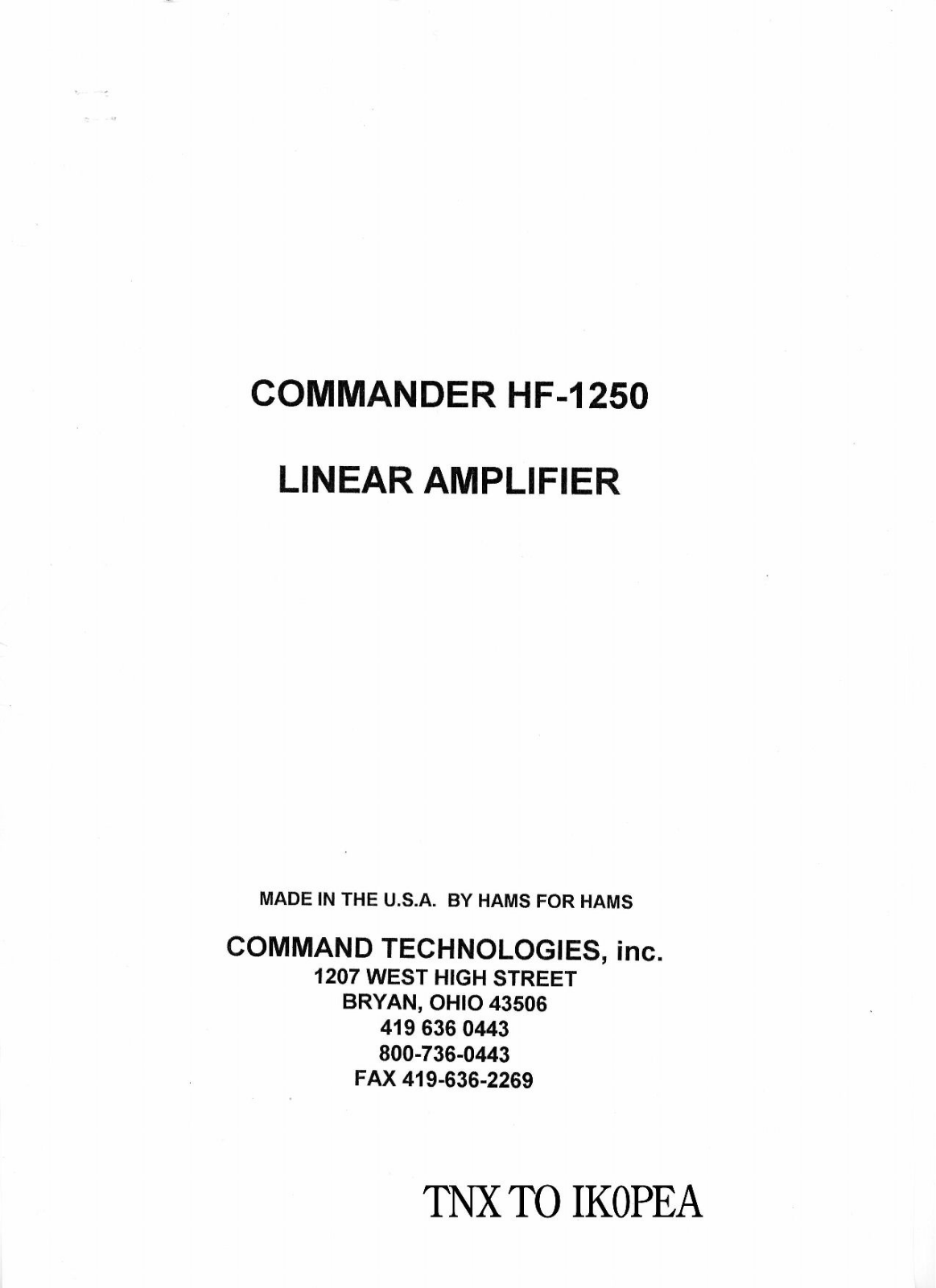 CTI Commander HF-1250 User guide - ManualMachine.com