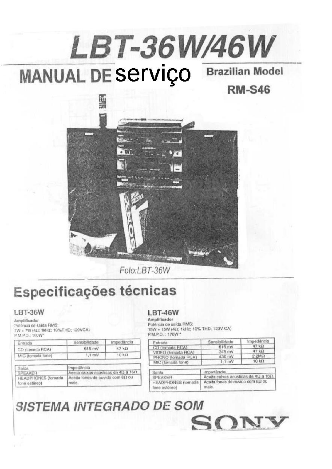 Sony LBT-36W, LBT-46W Schematic