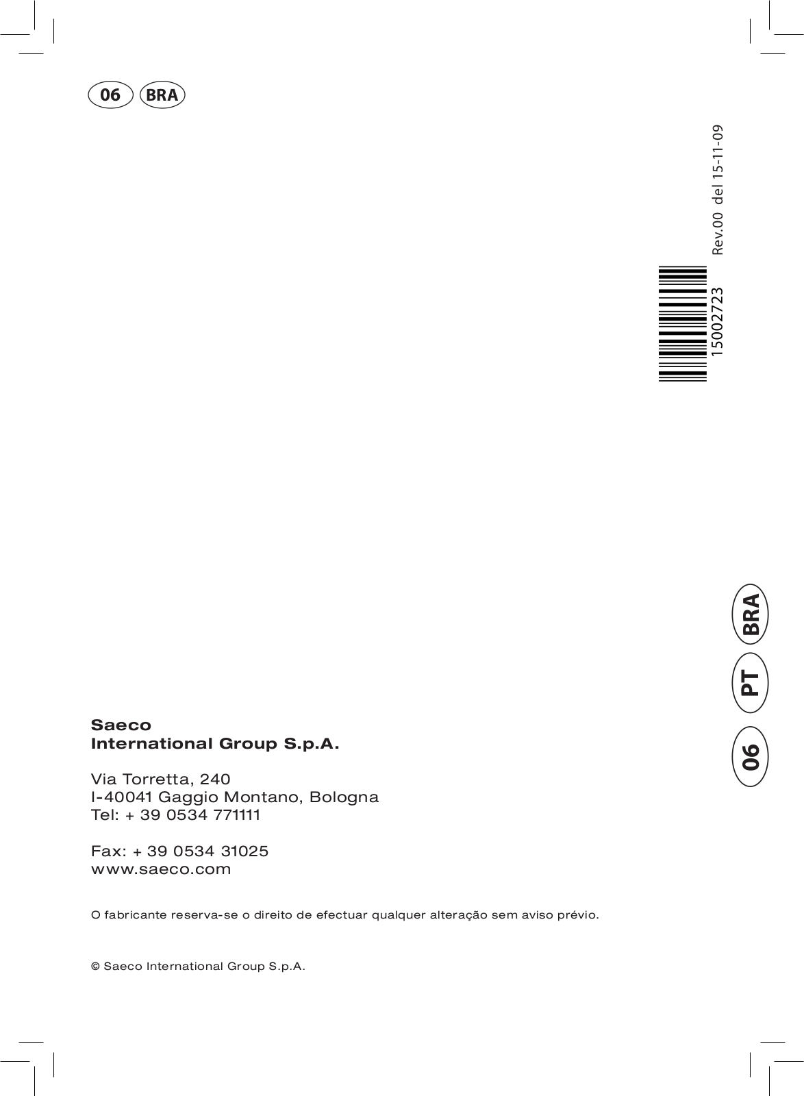 Saeco RI9943/43, RI9943/41, RI9944/43, RI9944/41, Xelsis SUP 038 User Instructions