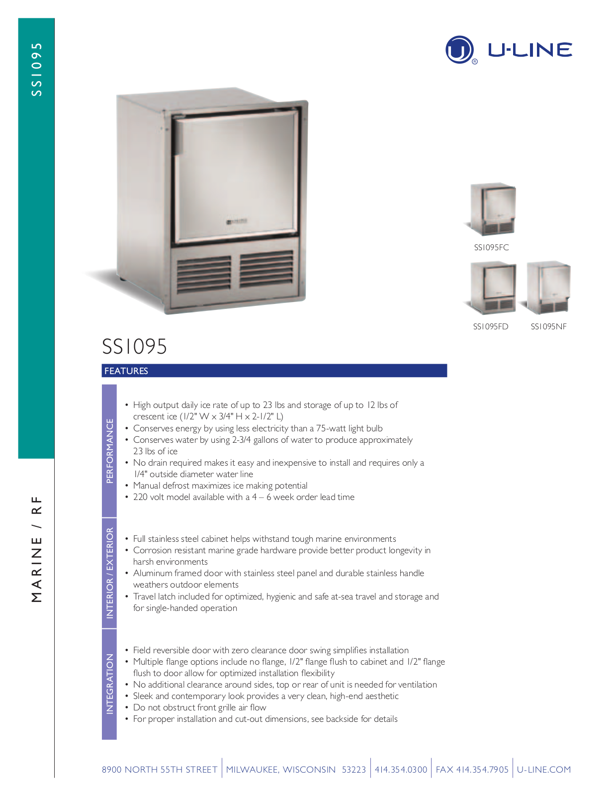 U-Line ULN-SS1095FC-03 User Manual