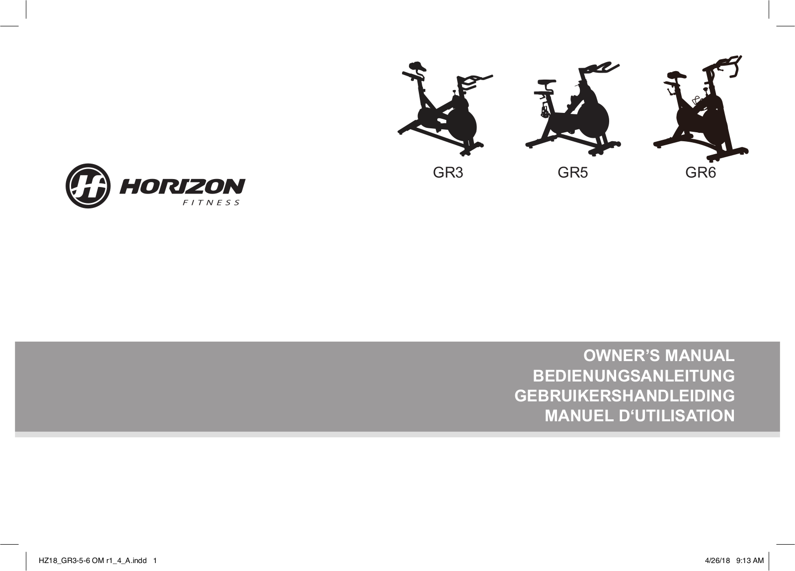 Horizon Fitness GR6 operation manual