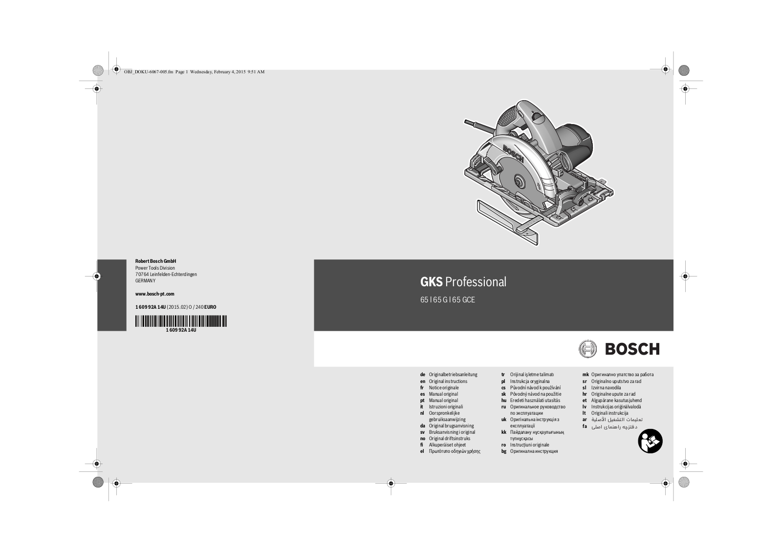 Bosch GKS 65 G, GKS 65, GKS 65 GCE User Manual