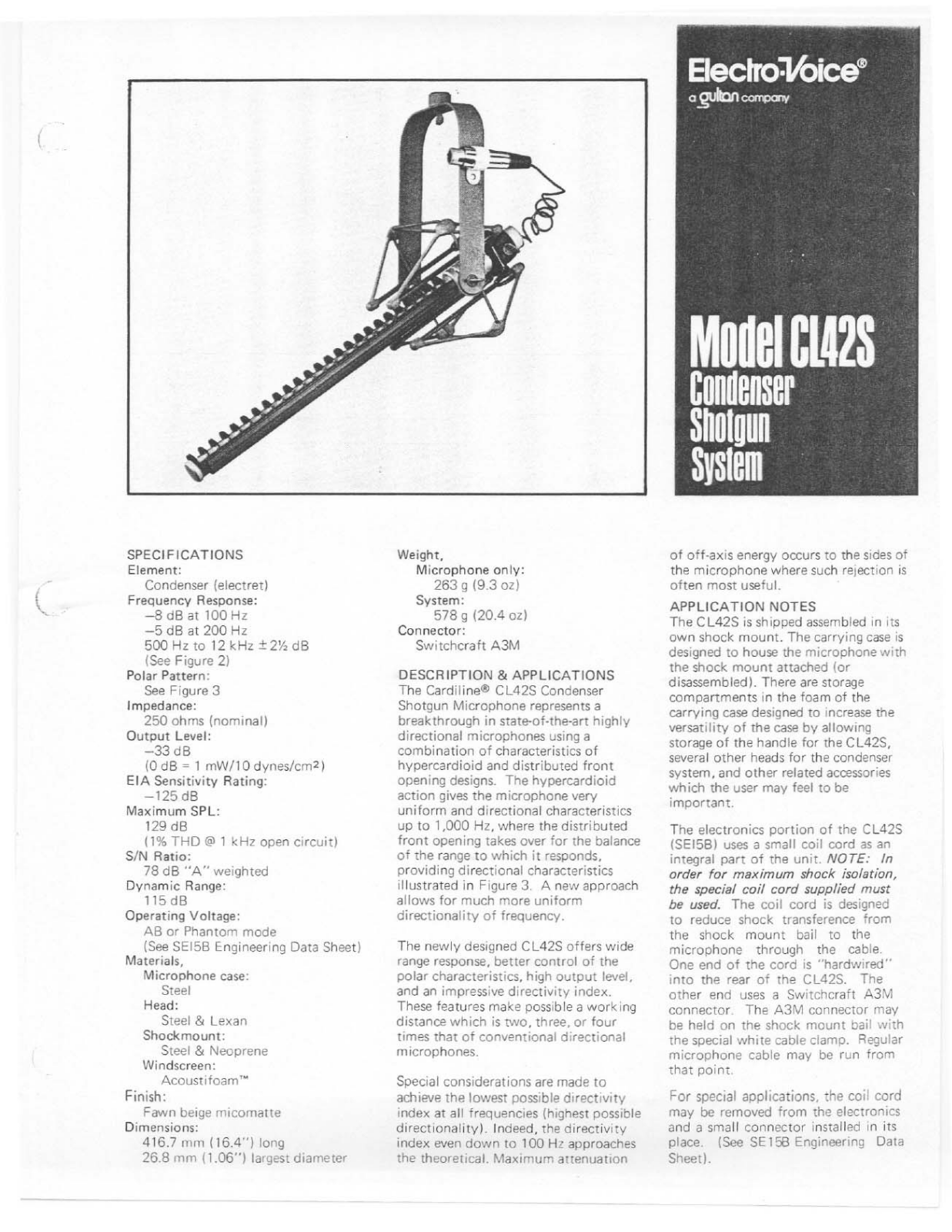 Electro-voice CL42S DATASHEET