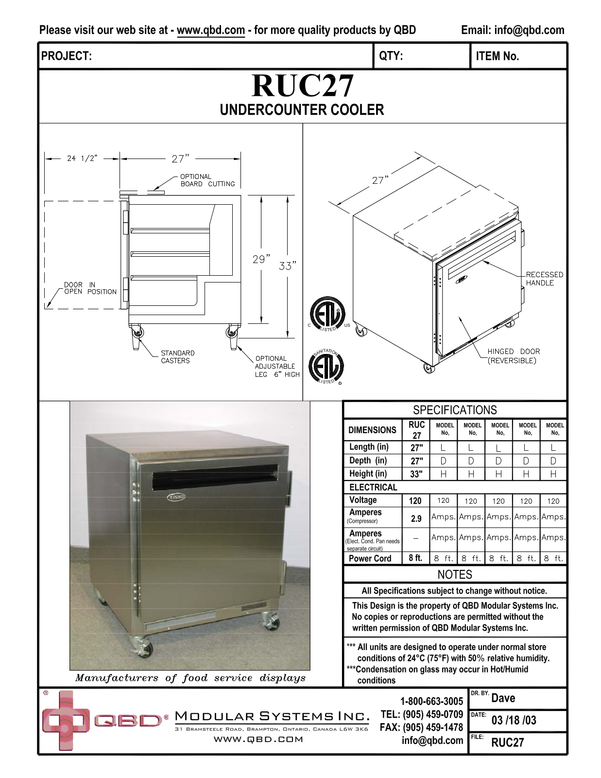 QBD RUC27 User Manual