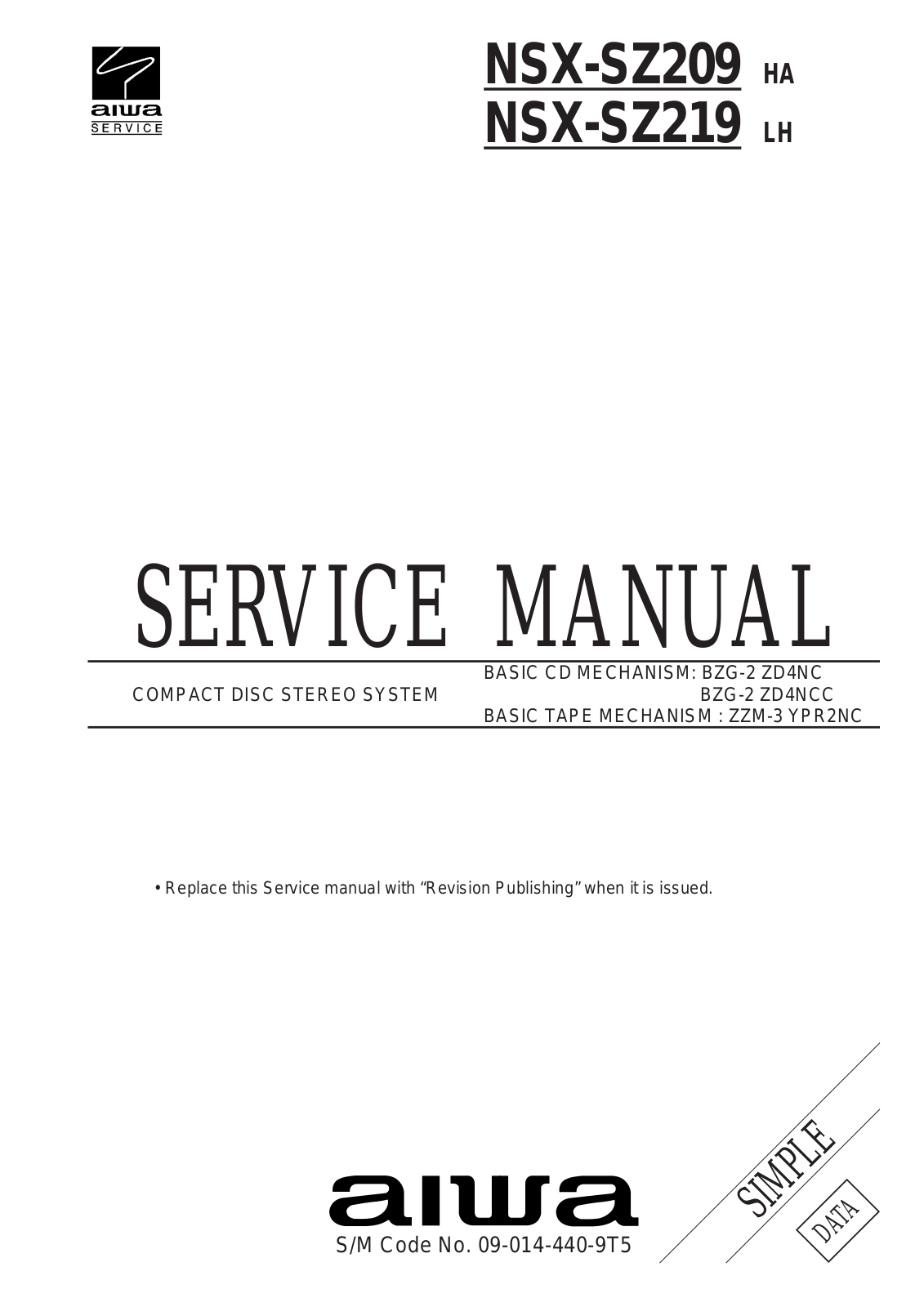 Aiwa NSX-SZ209, NSX-SZ219 Service Manual