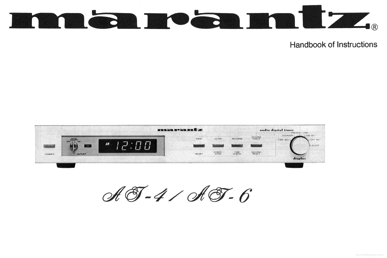 Marantz AT-6, AT-4 Handbook Instruction - ManualMachine.com