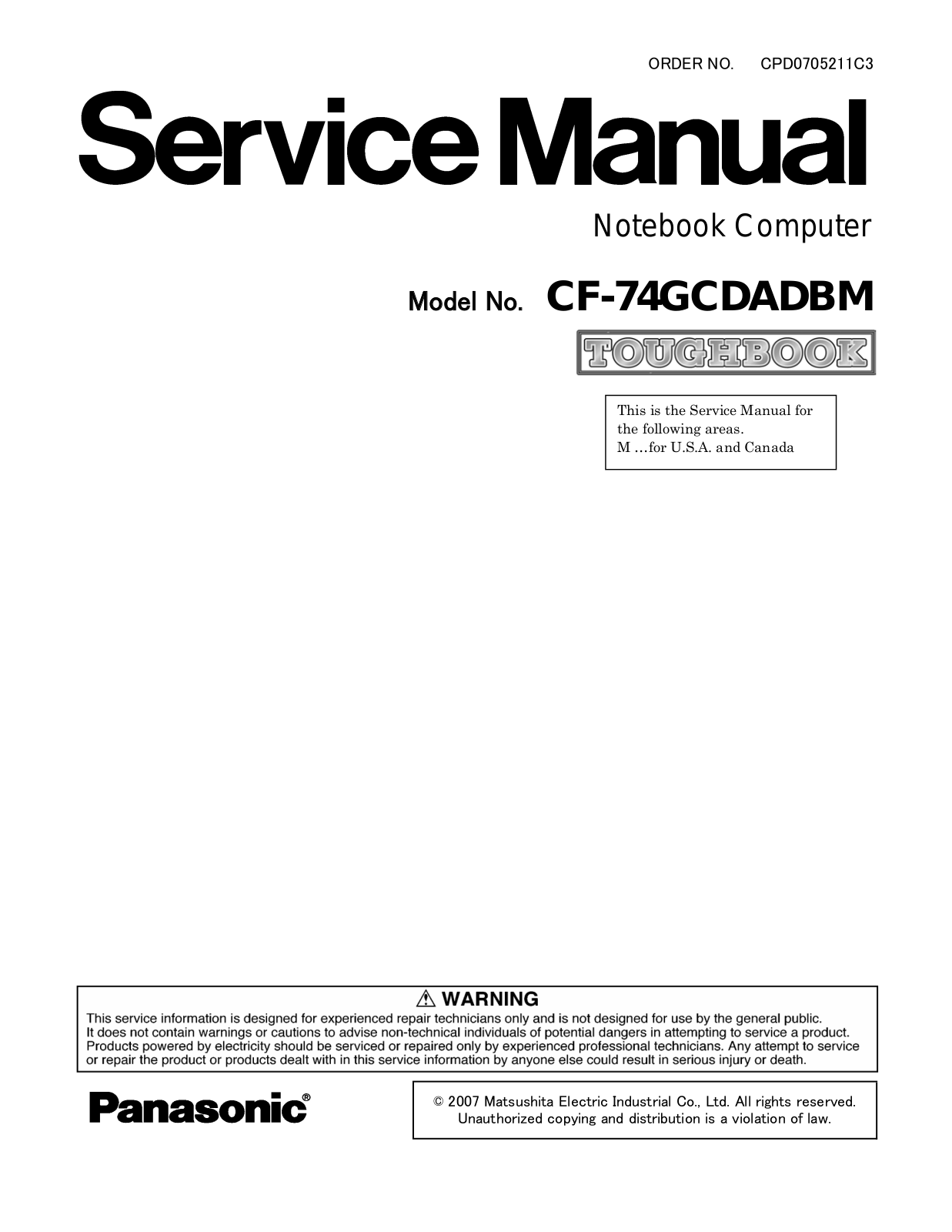 Panasonic CF-74GCDADBM Service Manual