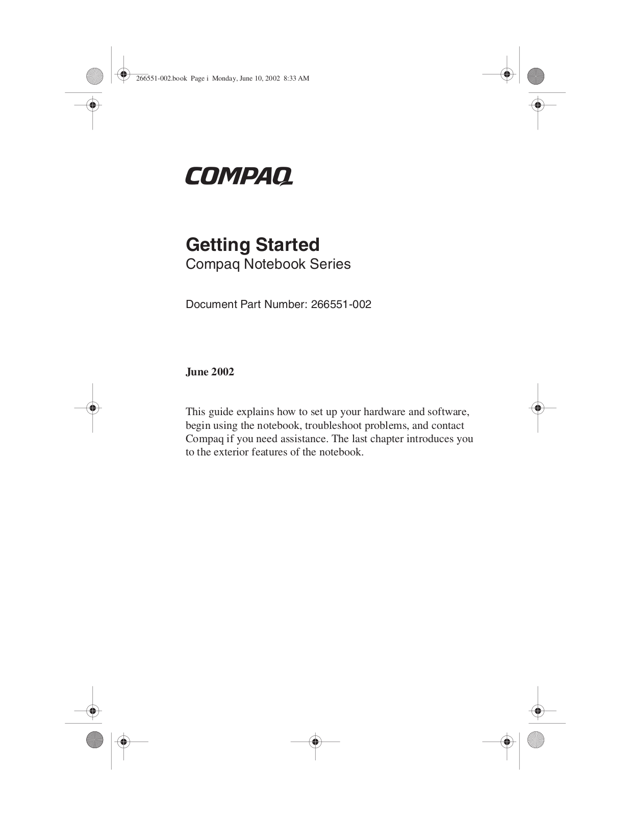 HP Compaq Presario 2857AP Getting Started Guide