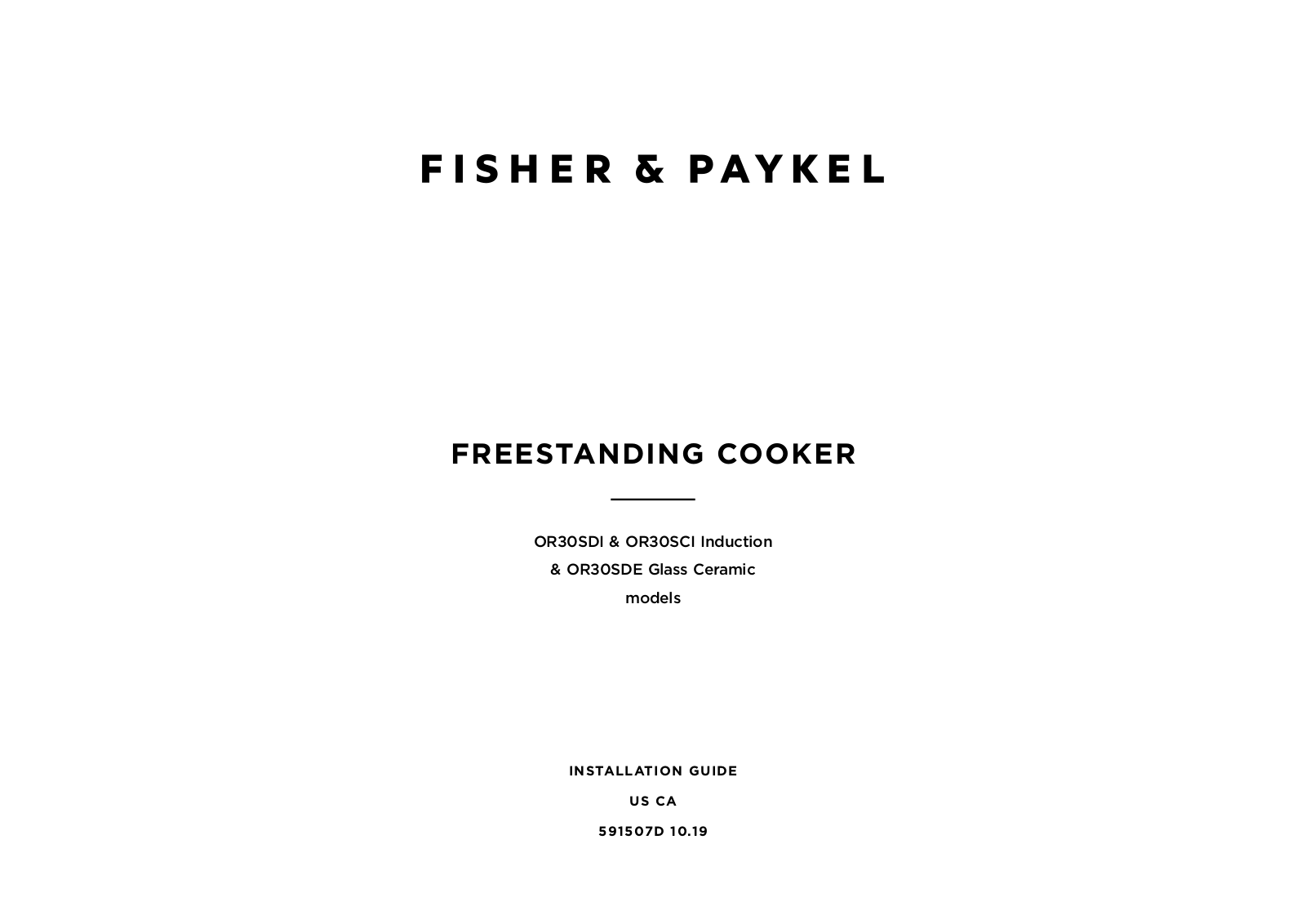 Fisher & Paykel OR36SCI6X1, OR30SCI6W1 Installation Guide