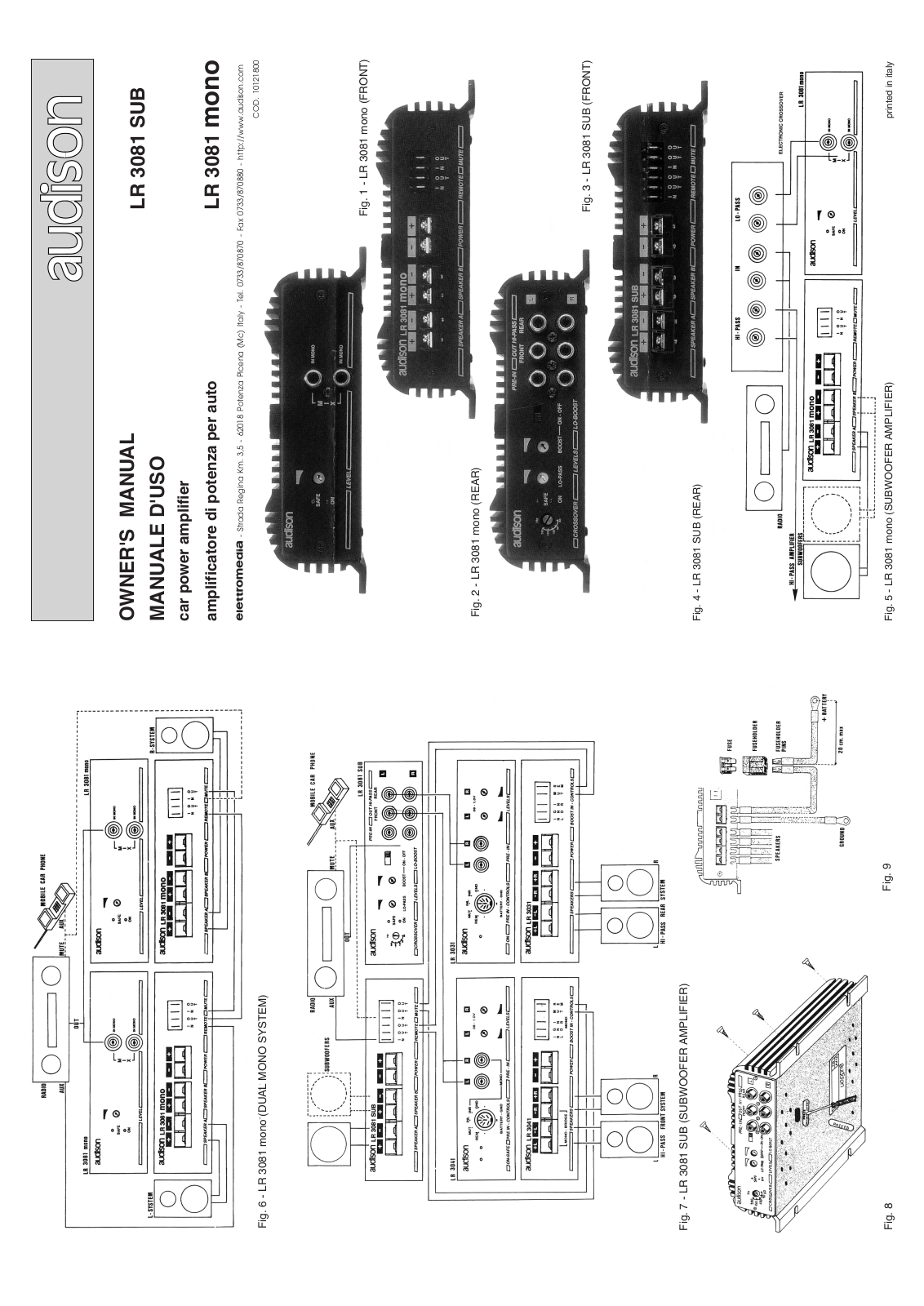 Audison LR 3081 Owner's Manual