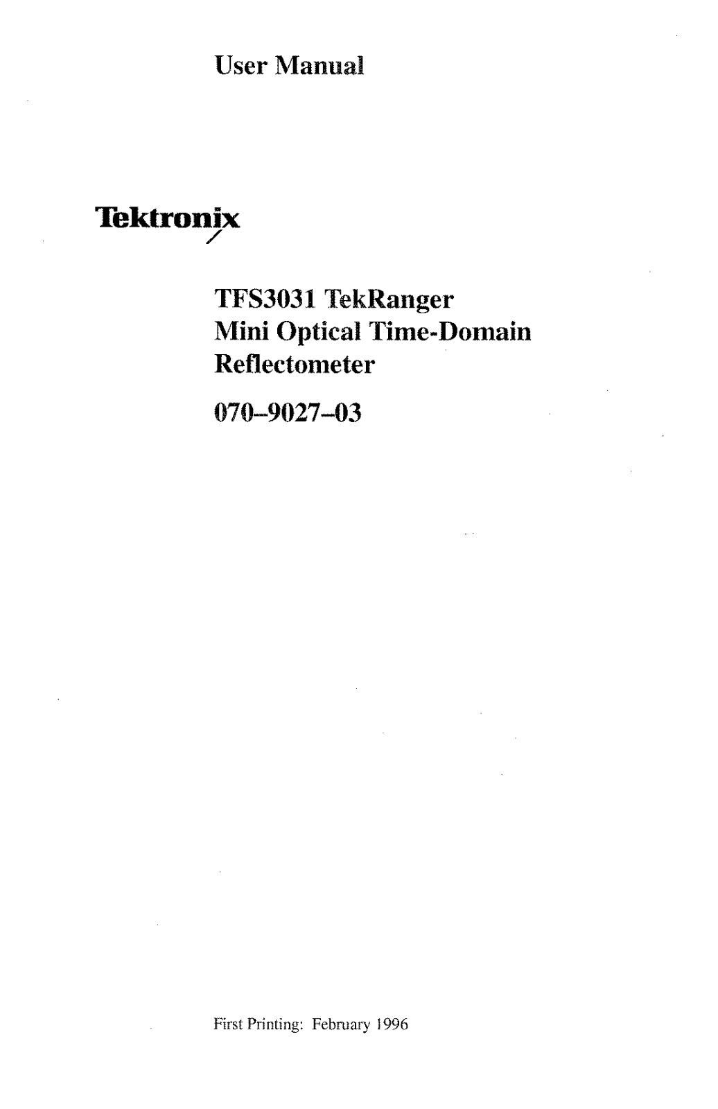 Tektronix TFS3031 User Manual