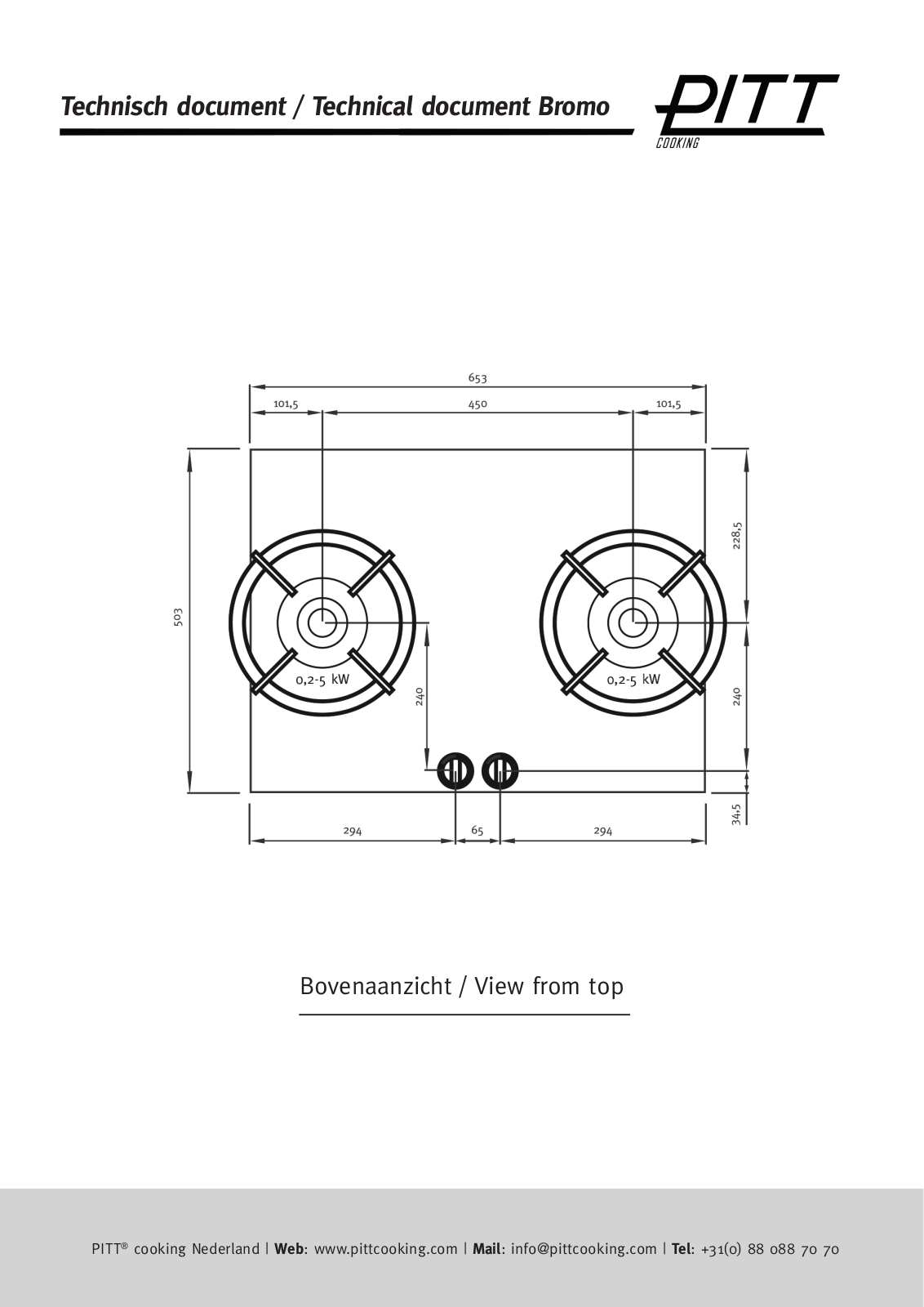 Pitt BROMO-AL, BROMO-BR, BROMO-BLK Specifications Sheet - ManualMachine.com
