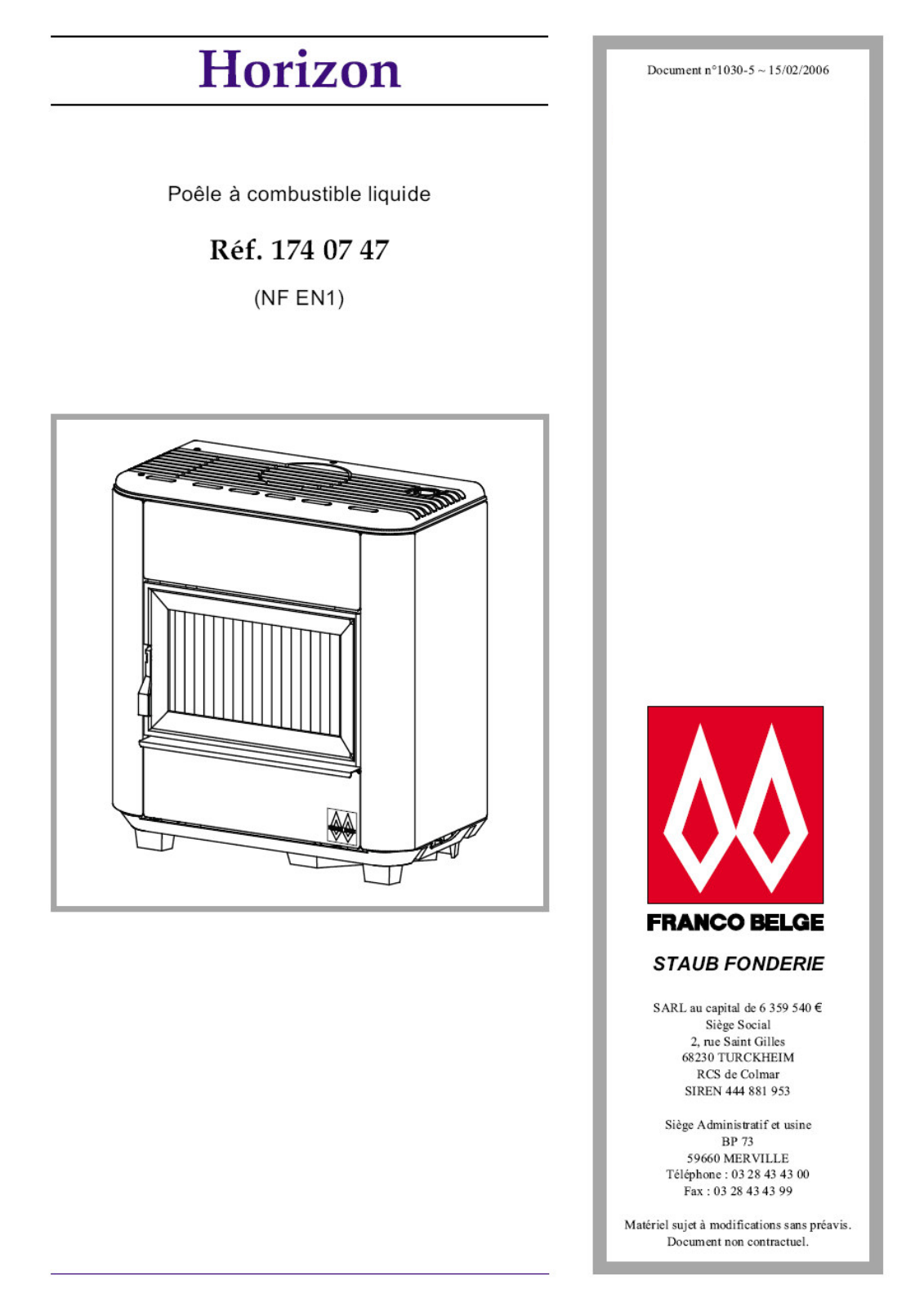 STAUB HORIZON 174 07 47 User Manual