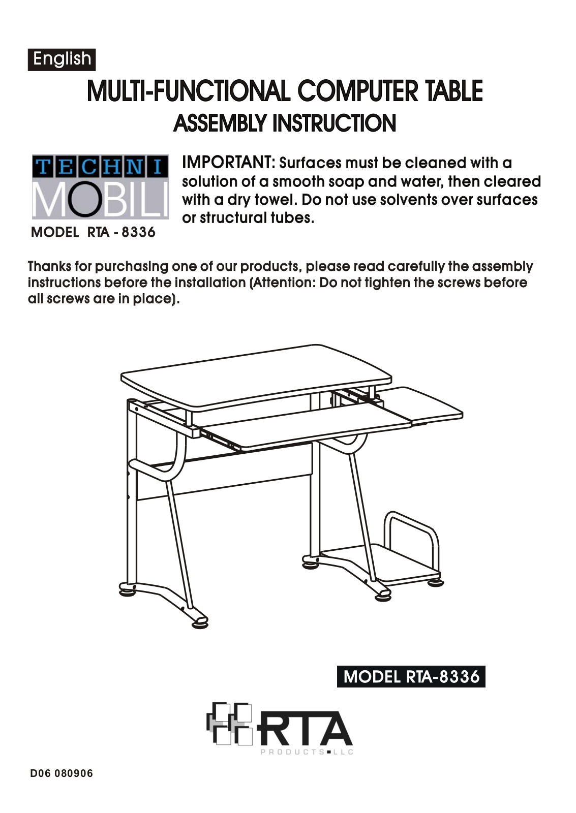 RTA Products RTA-8336 User Manual