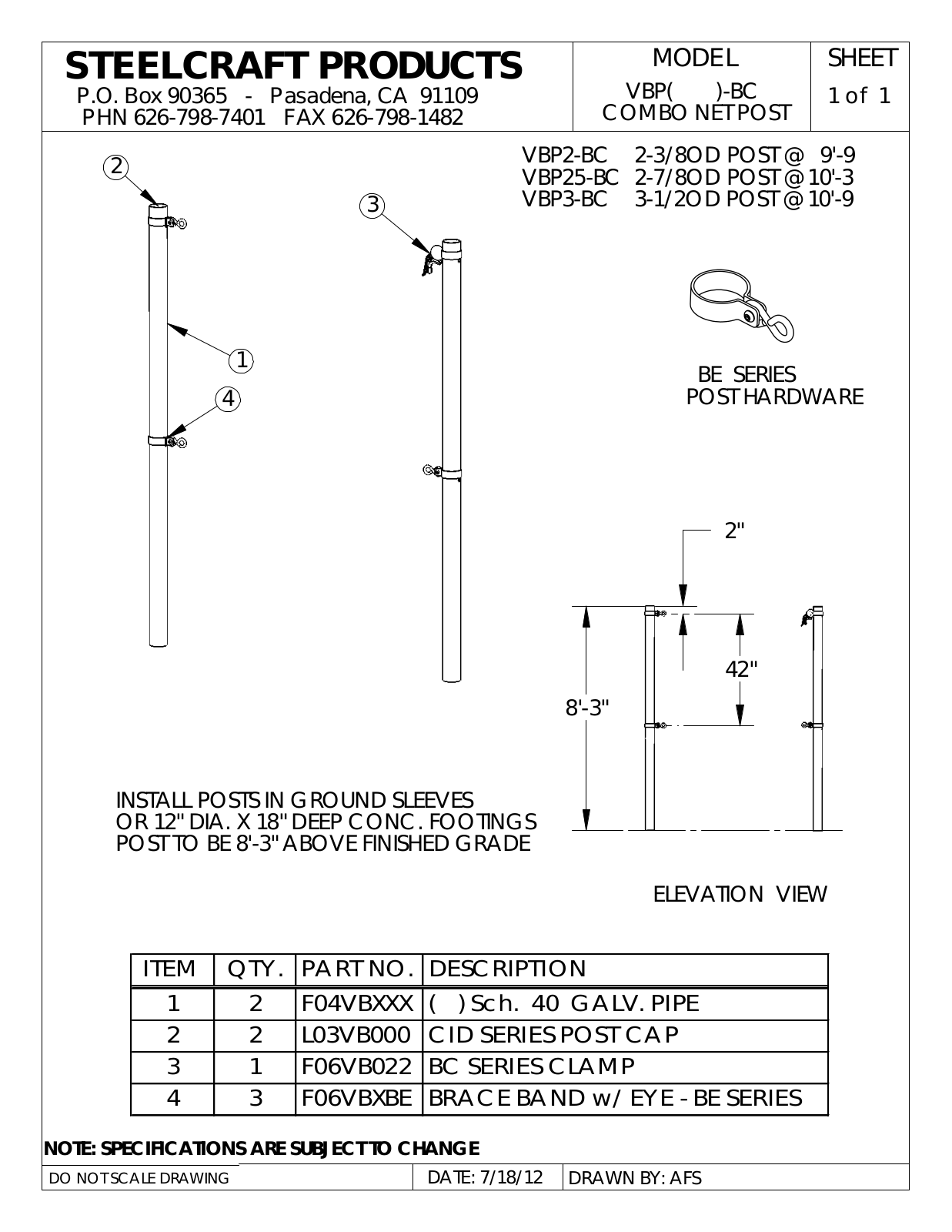 LA STEELCRAFT VBP3-BC User Manual