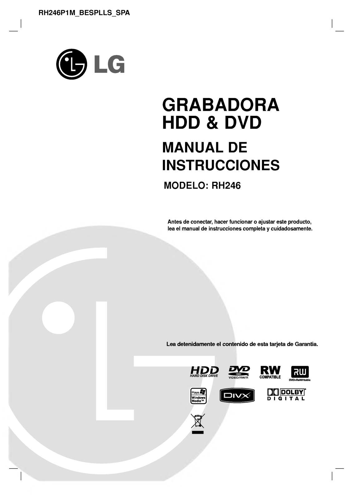 Lg RH246 Instructions Manual