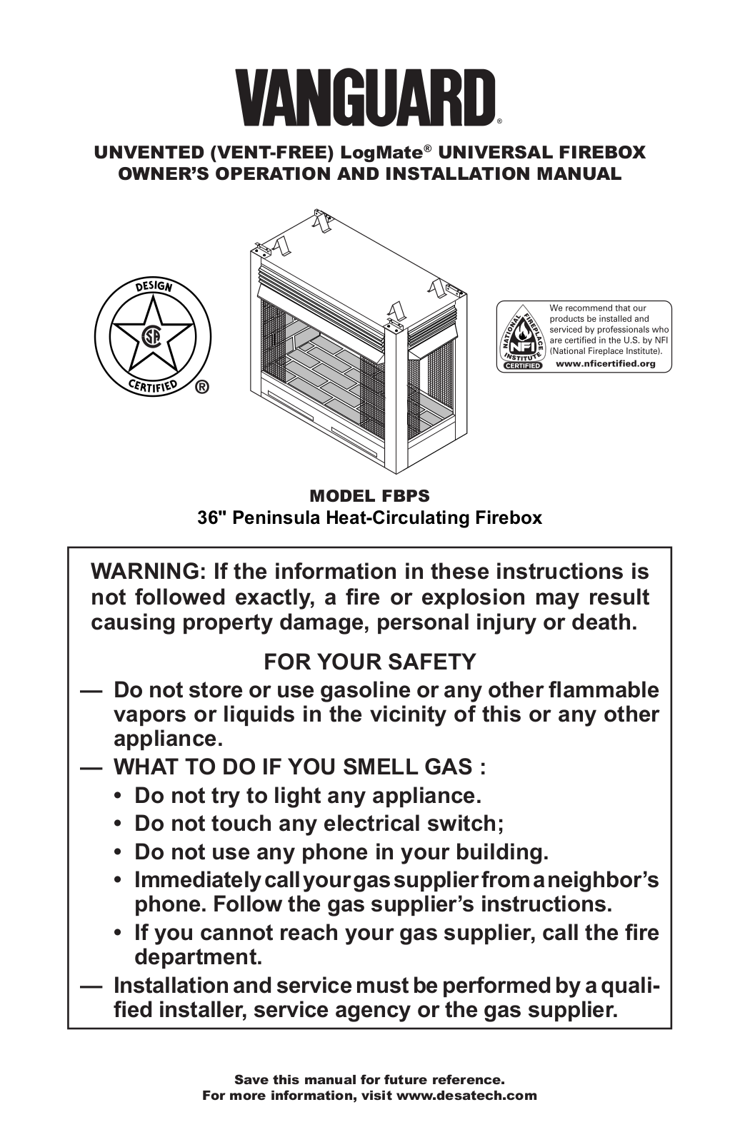 Desa Tech FBPS Owner's Manual