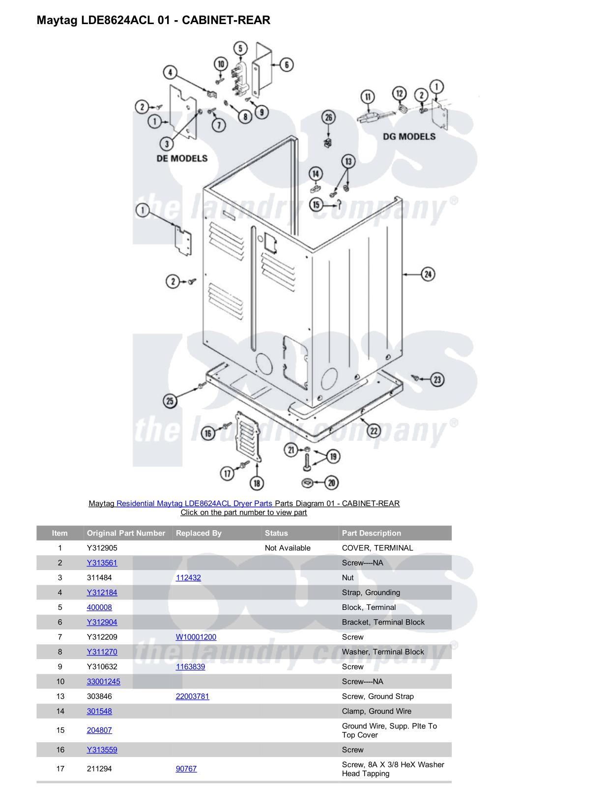 Maytag LDE8624ACL Parts Diagram