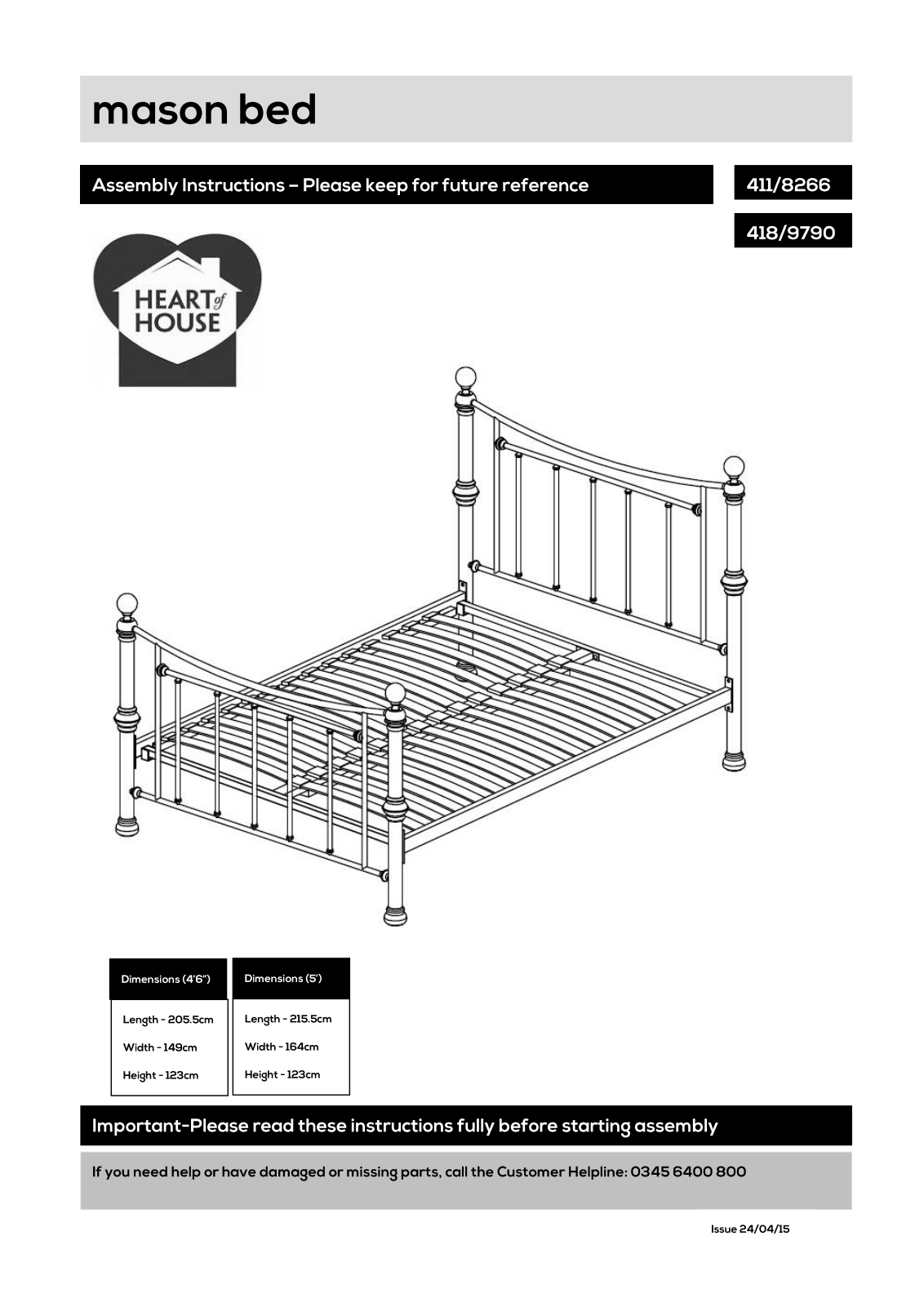 Argos HOH MASON, HOH MSON ASSEMBLY INSTRUCTIONS