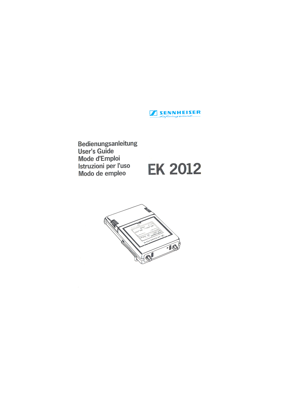 Sennheiser EK 2012 Instruction Manual