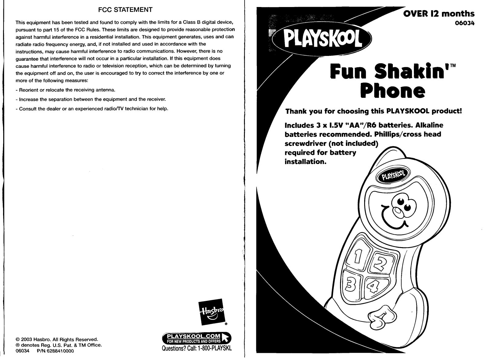 HASBRO Playskool Fun Shakin Phone User Manual