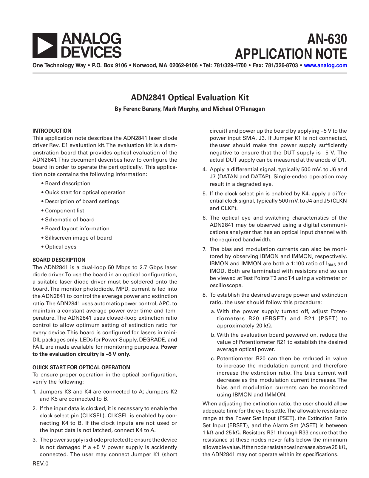 Analog Devices AN630 Application Notes