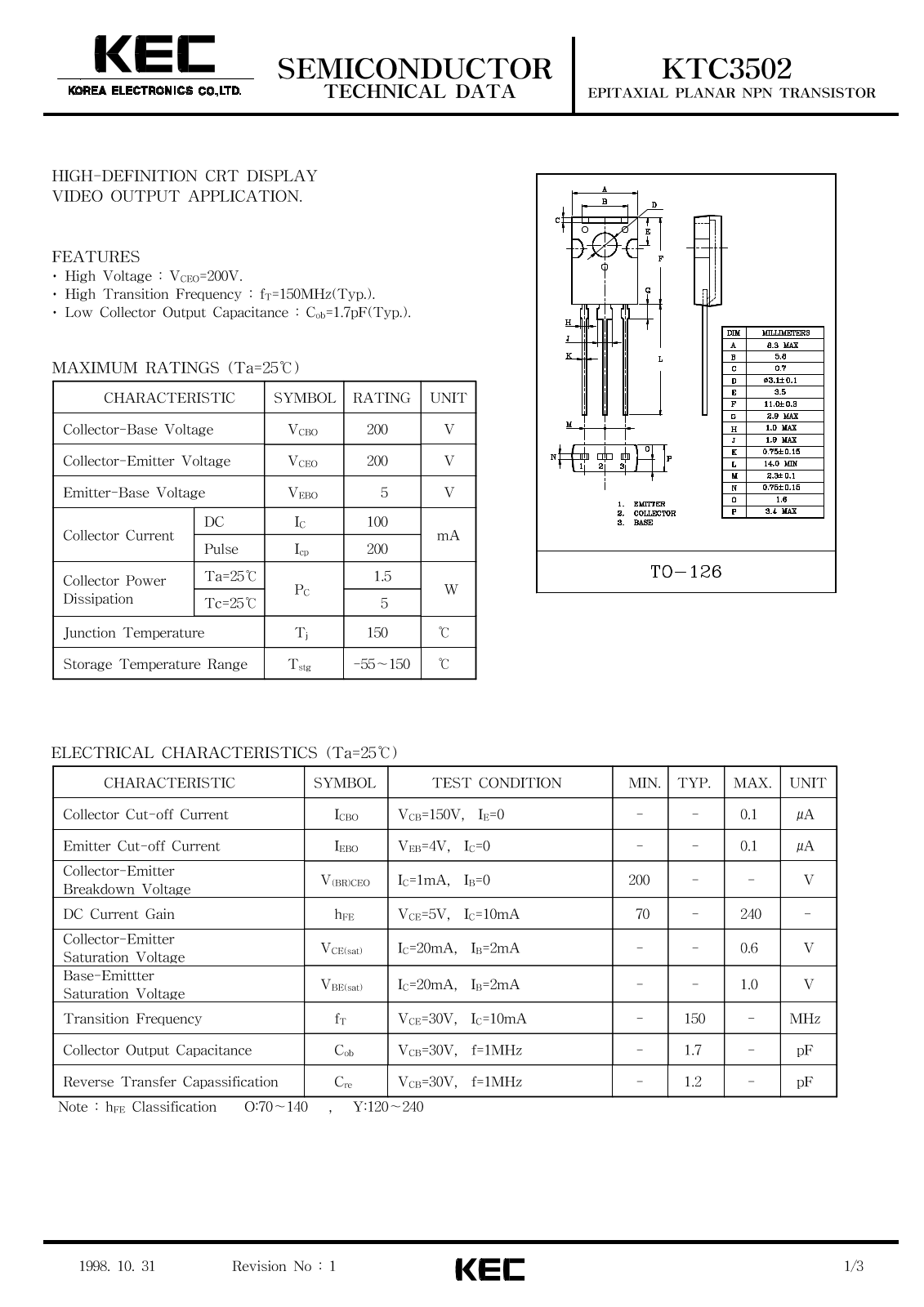 KEC KTC3502 Datasheet