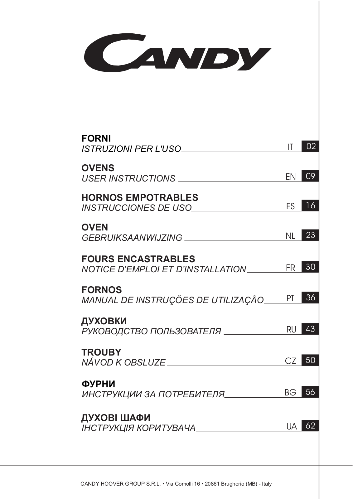 Candy FCP 625 NXL-E POP EVO User Manual