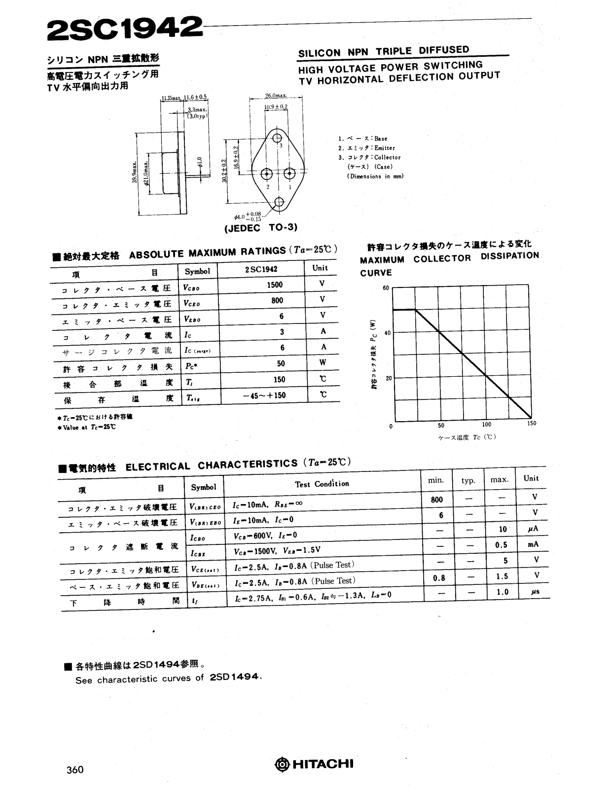 Datasheet 2SC1942 Specification - ManualMachine.com