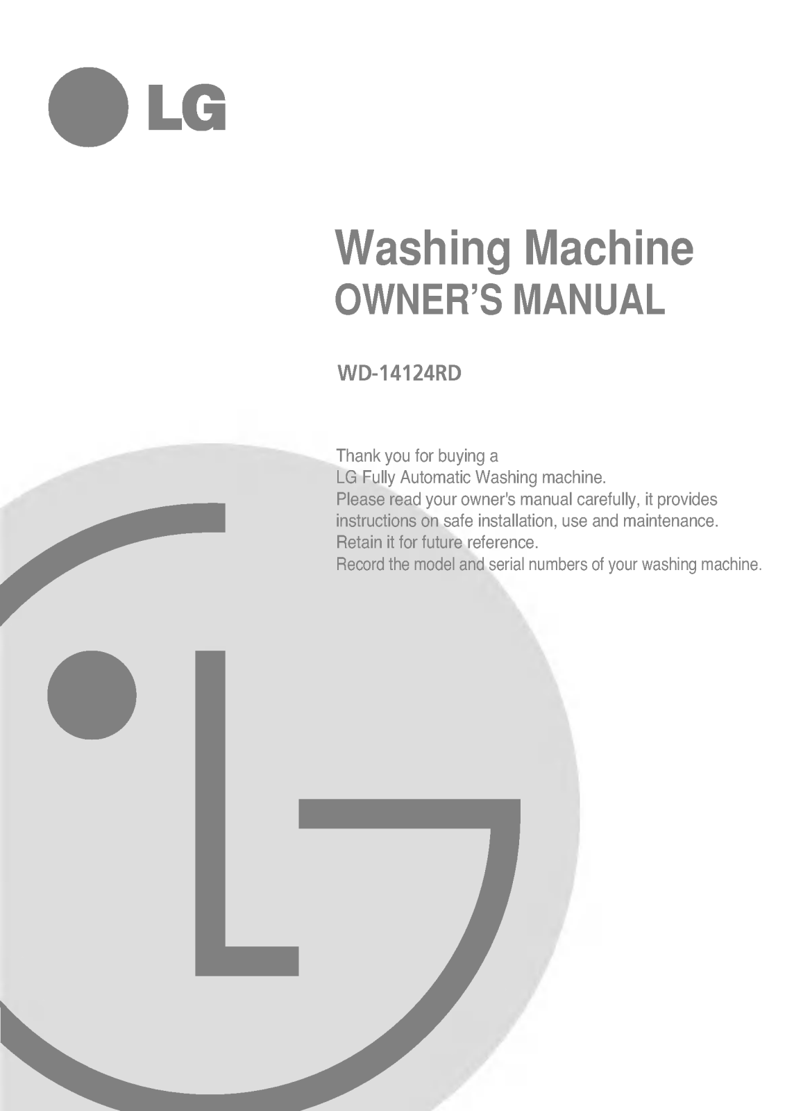 LG WD-14121RD Owner’s Manual