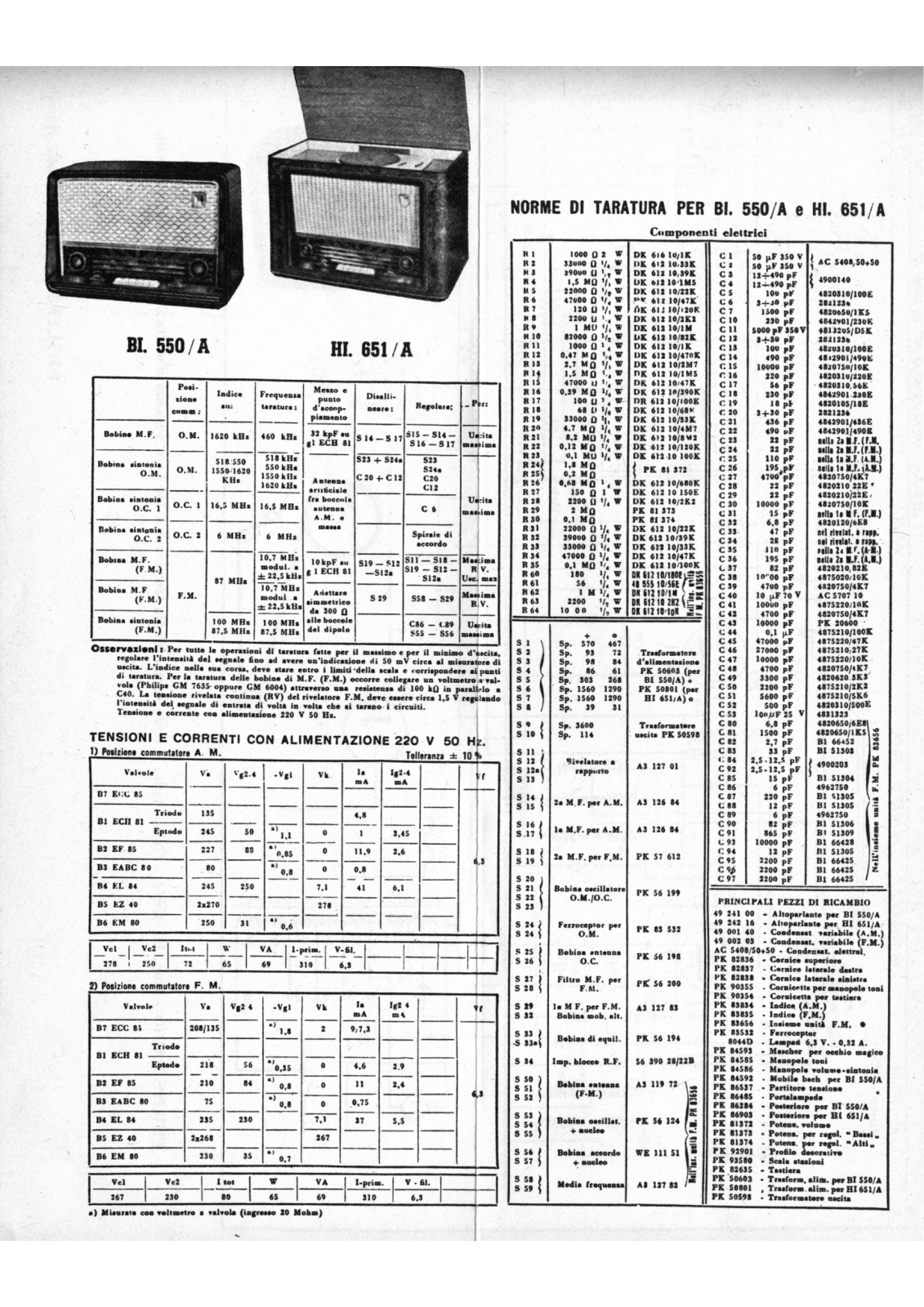 Philips 651a, 550a components