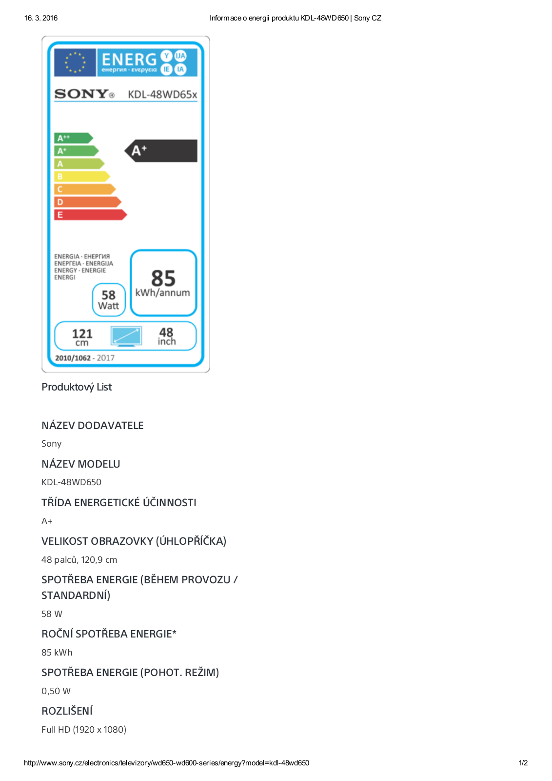 Sony KDL-48WD650B User Manual